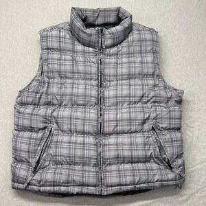 Mountain Club Puffer Vest Extra Large XL‎ Plaid Gray Full Zip Sleeveless Jacket